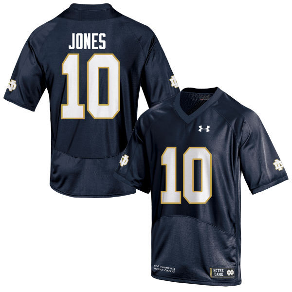 Men's NCAA Notre Dame Fighting Irish #10 Alize Jones Stitched College Under Armour Authentic Navy Blue Football Jersey QR10D73IZ